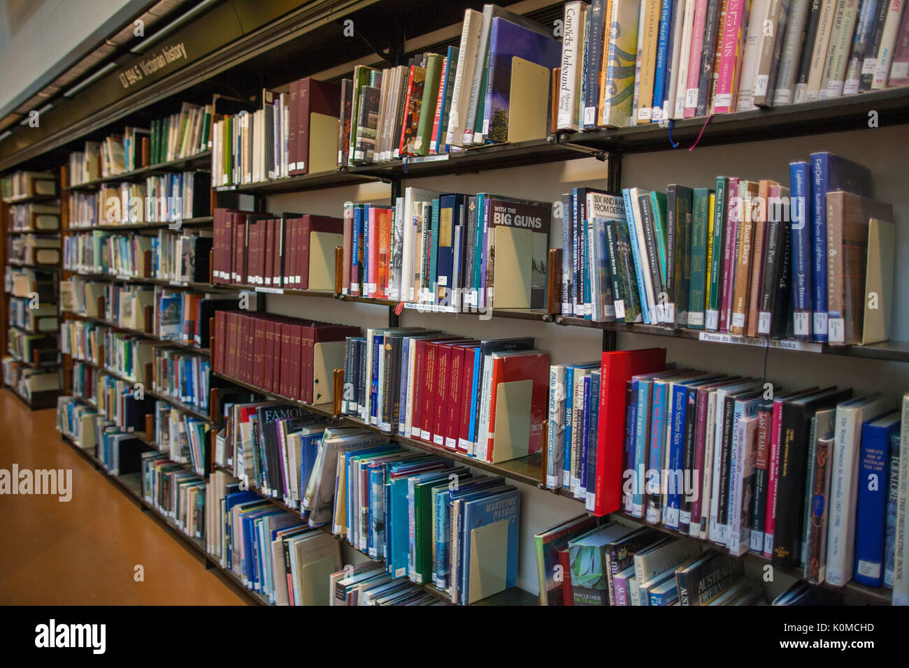 Melbourne, Australia July 29, 2017 Bookshelves filled with books in