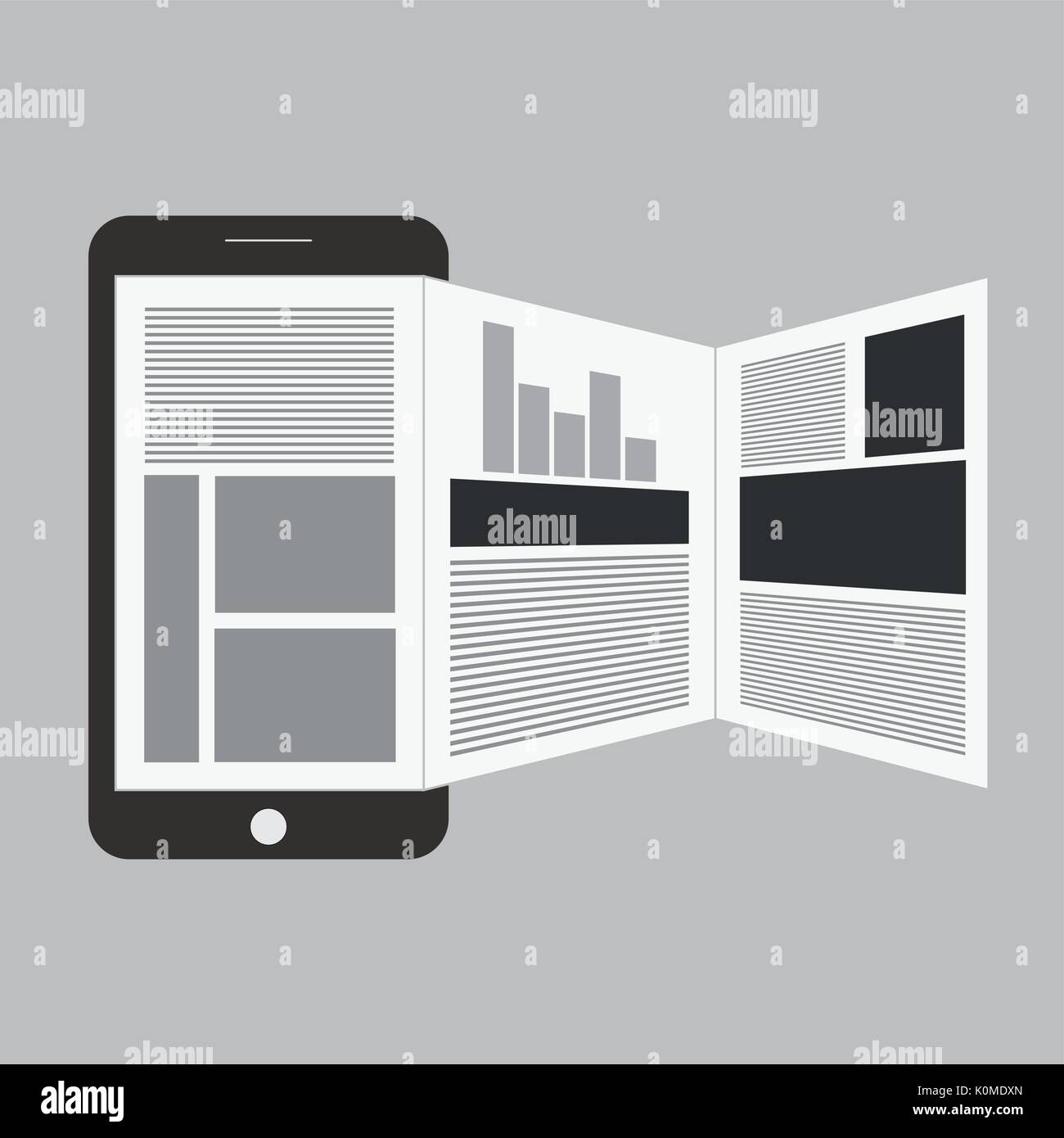 Vector illustration of online reading news or web surfing using smartphone Stock Vector