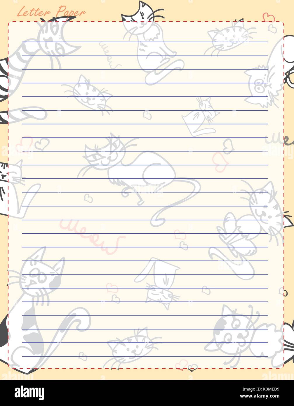 Paper page with cute cat, vector illustration Stock Vector Image & Art ...