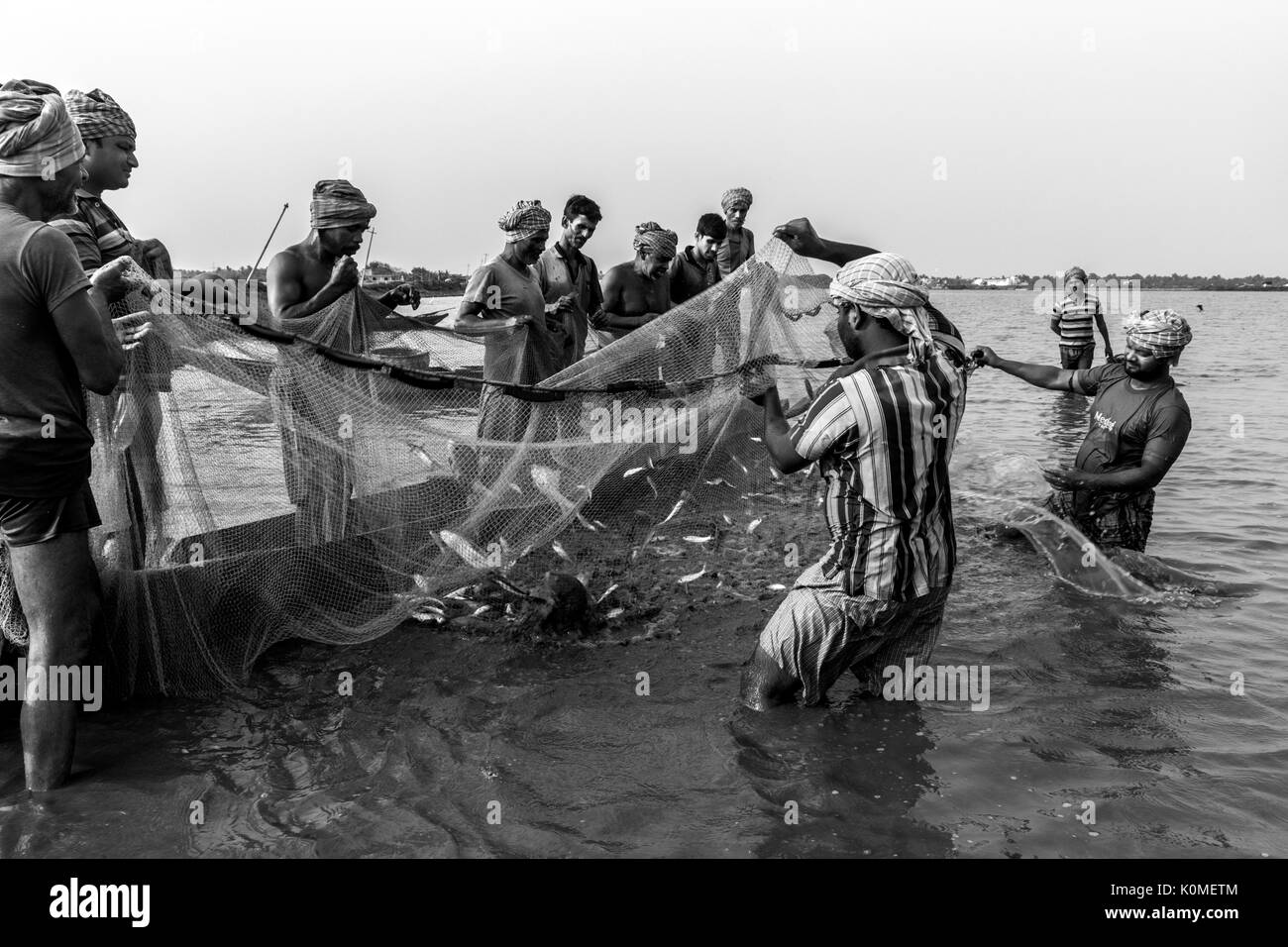 Fish net river Black and White Stock Photos & Images - Alamy