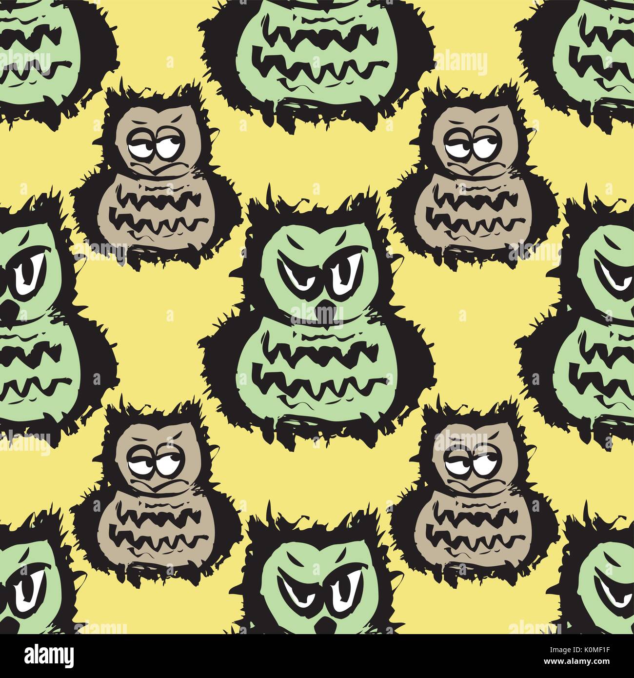 Seamless pattern with owl, hand drawing, vector Stock Vector Image ...