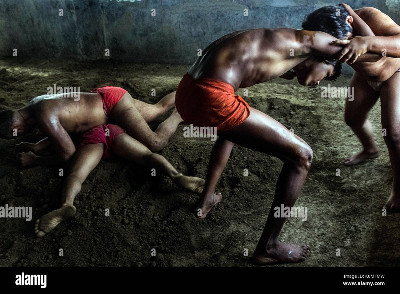 wrestling in akharas kolkata west bengal, India, Asia Stock Photo