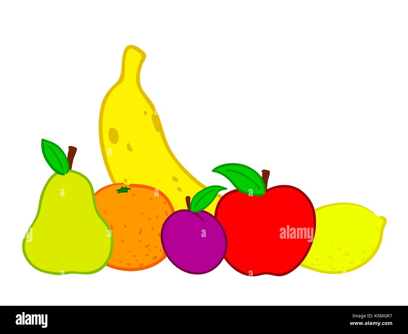 Fruits still life doodle illustration Stock Vector