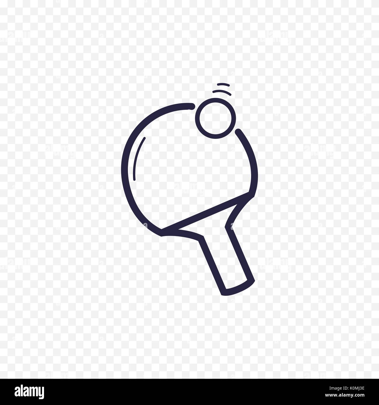 Ping pong racket and ball line icon. Sport game thin linear signs. Outline concept for websites, infographic, mobile applications Stock Vector