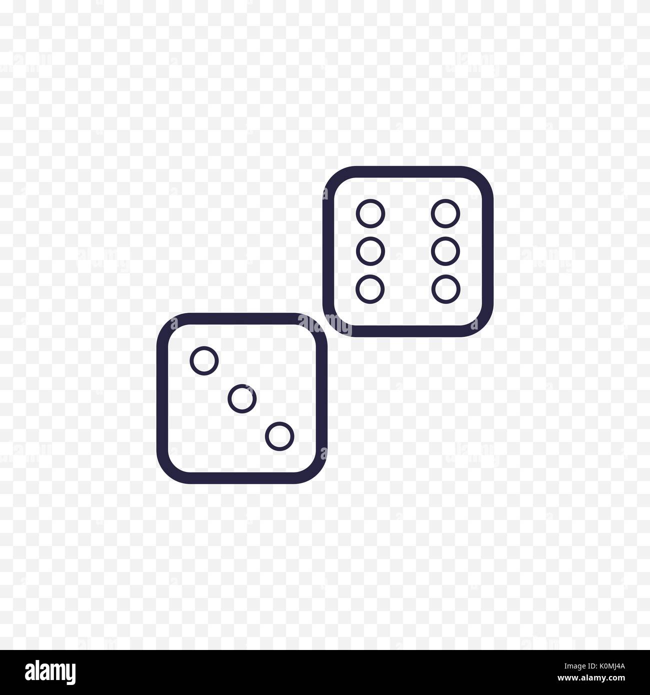 Dices line icon casino game. Cubes thin linear signs for lucky game. Outline concept for websites, infographic, mobile applications. Stock Vector