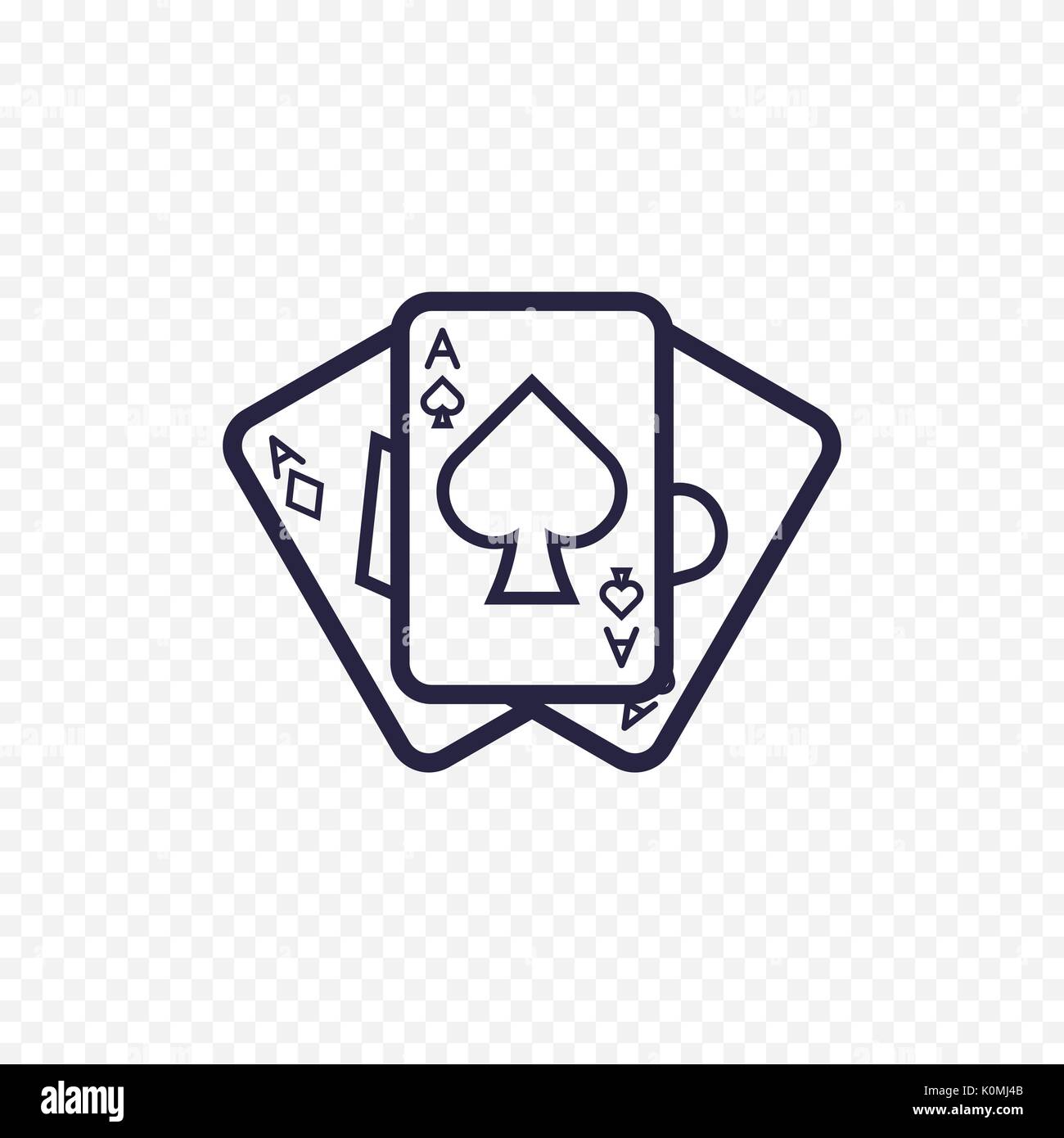 Playing card icon casino game. Ace poker cards thin linear signs. Outline concept for websites, infographic, mobile applications. Stock Vector