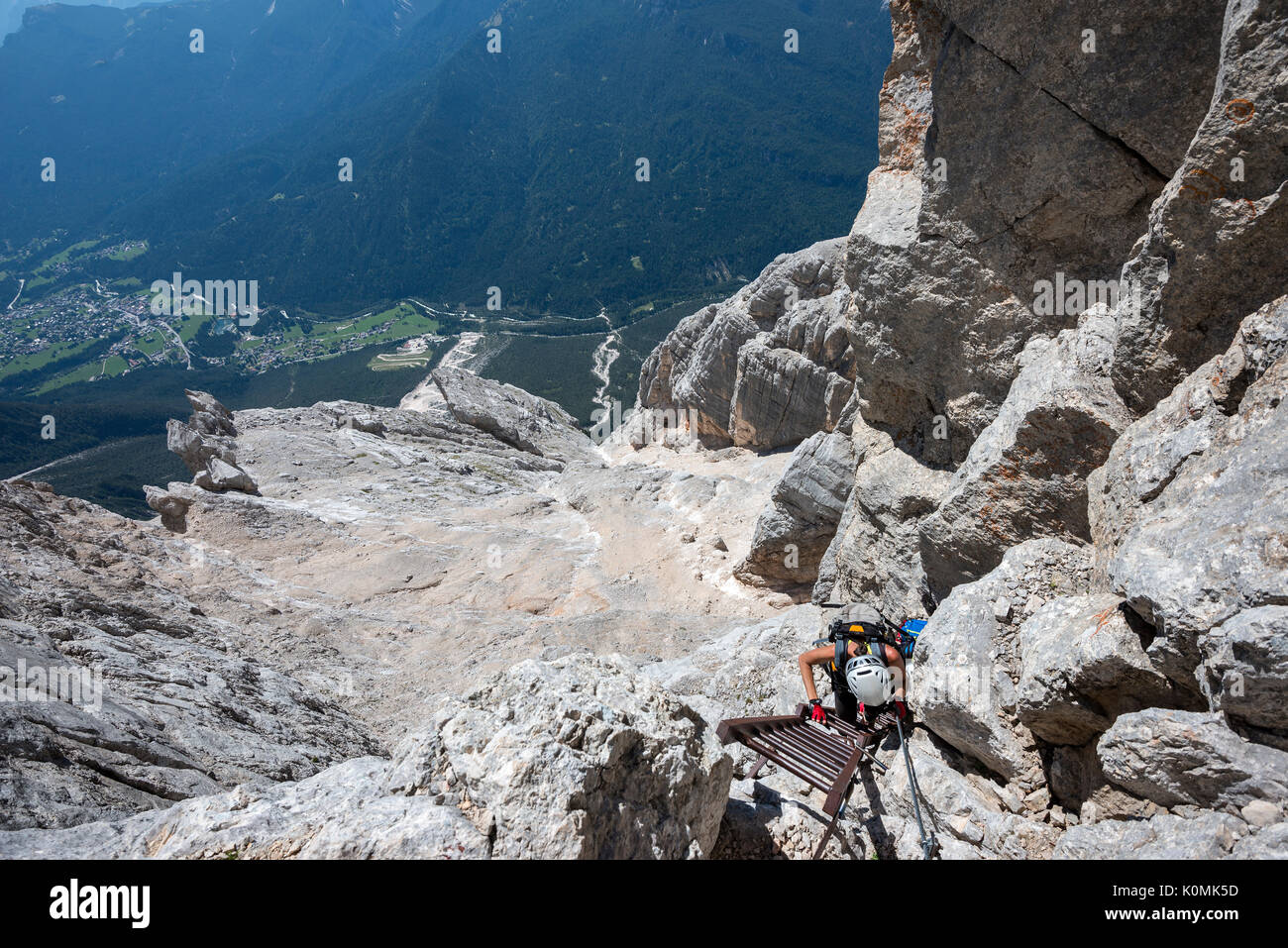 Sorapiss, Dolomites, Veneto, Italy. Climber on the via ferrata Berti Stock  Photo - Alamy