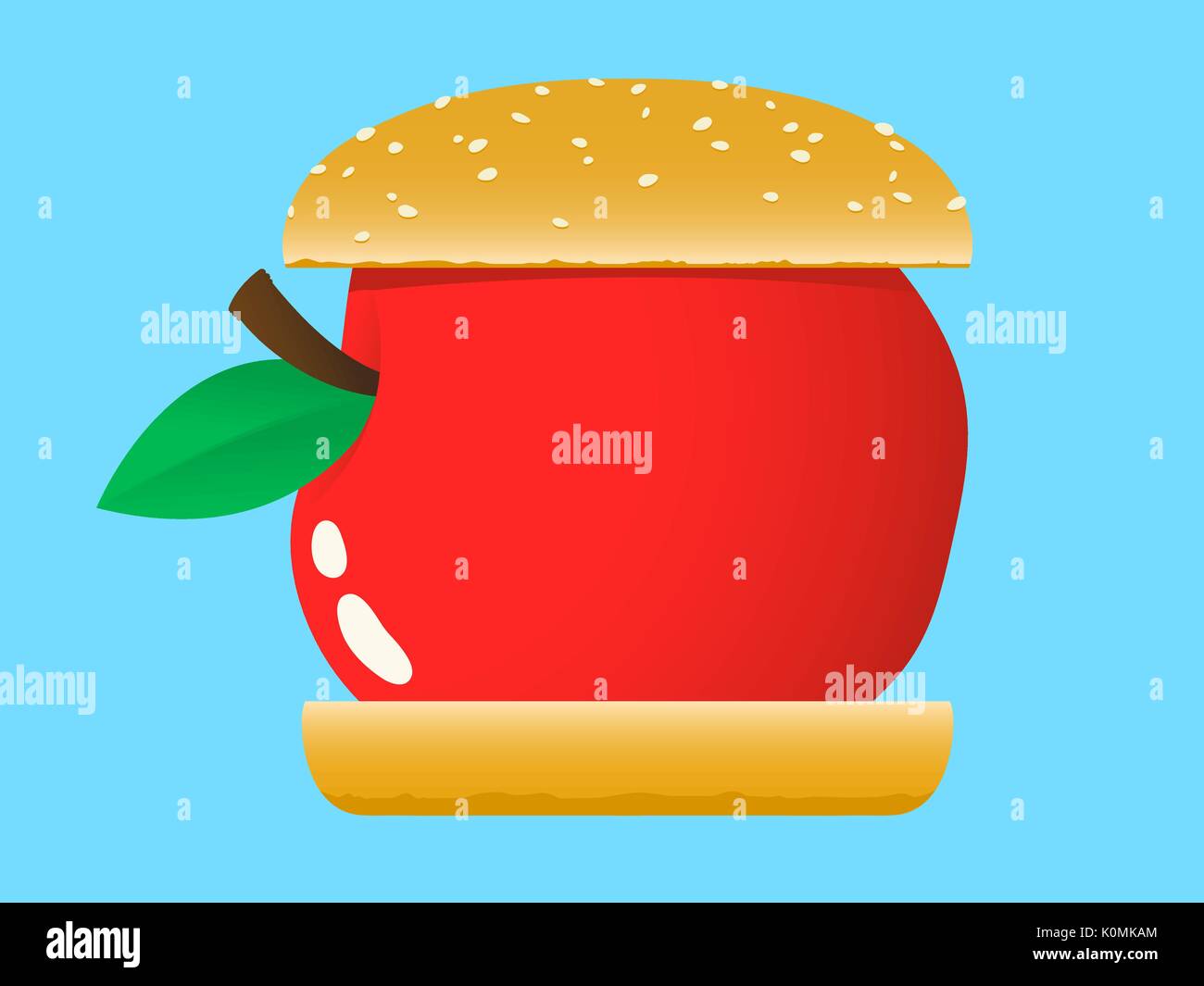 Apple hamburger fast food illustration Stock Vector