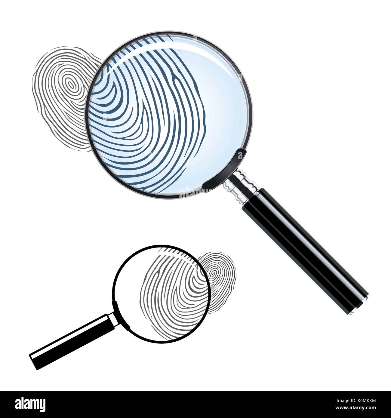 Magnifying glass and fingerprint illustration Stock Vector Image & Art