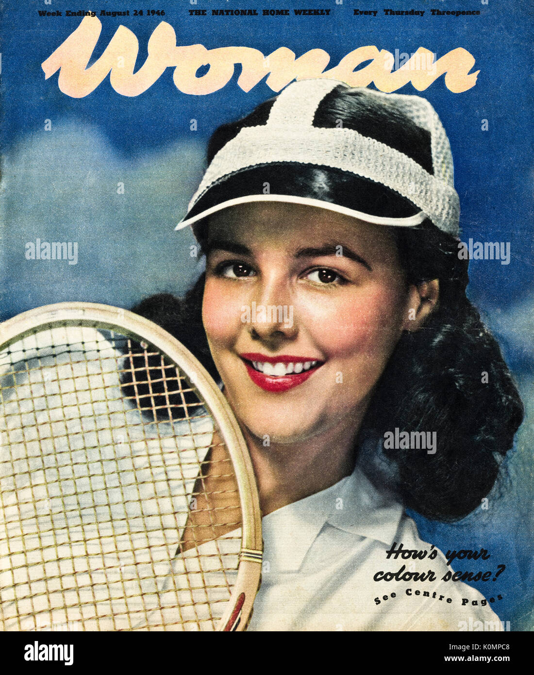 1940s old vintage original magazine cover of Woman magazine dated 24th August 1946 when supplies were still restricted under post-war rationing Stock Photo