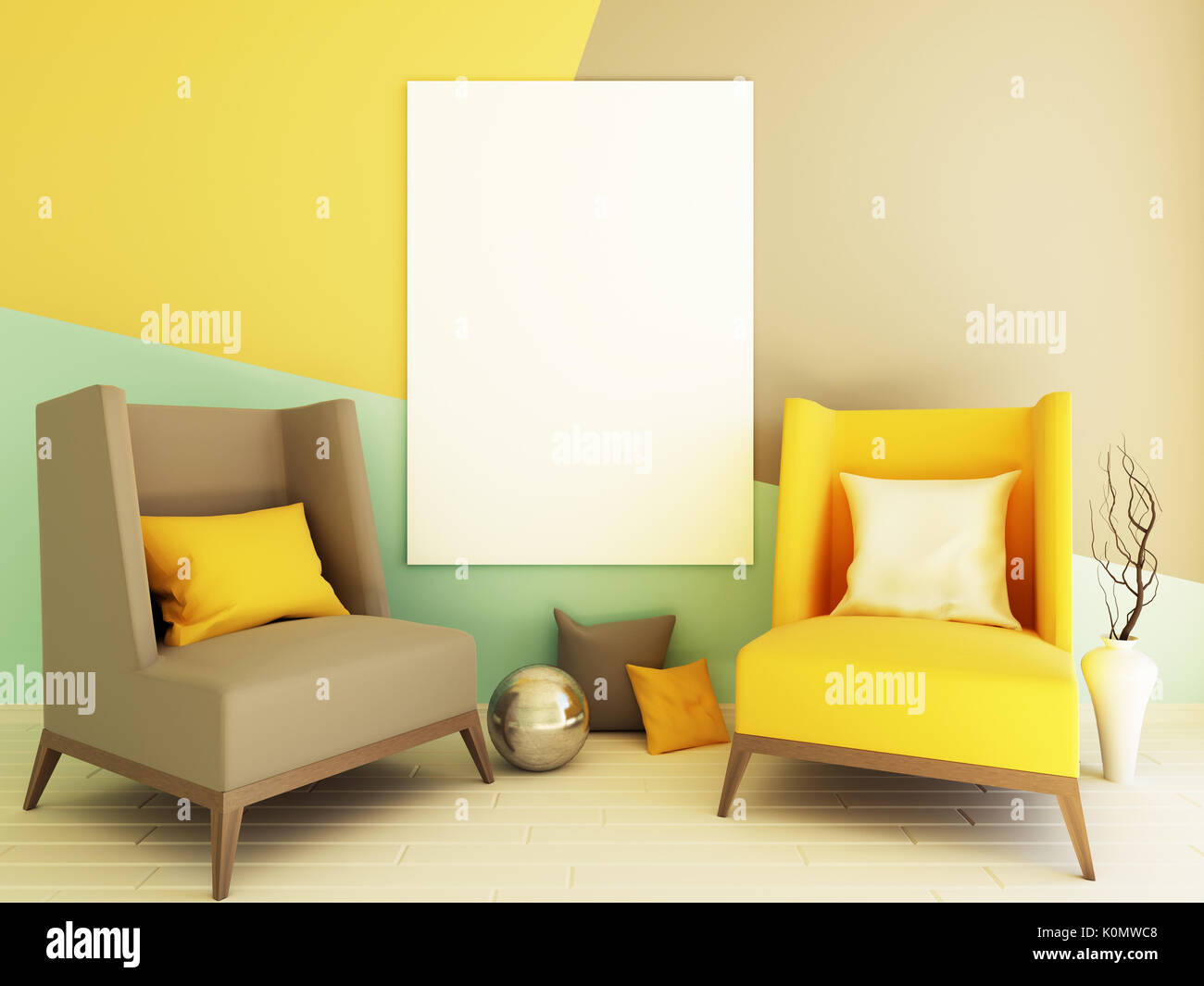 Interior mockup 3d Stock Photo - Alamy