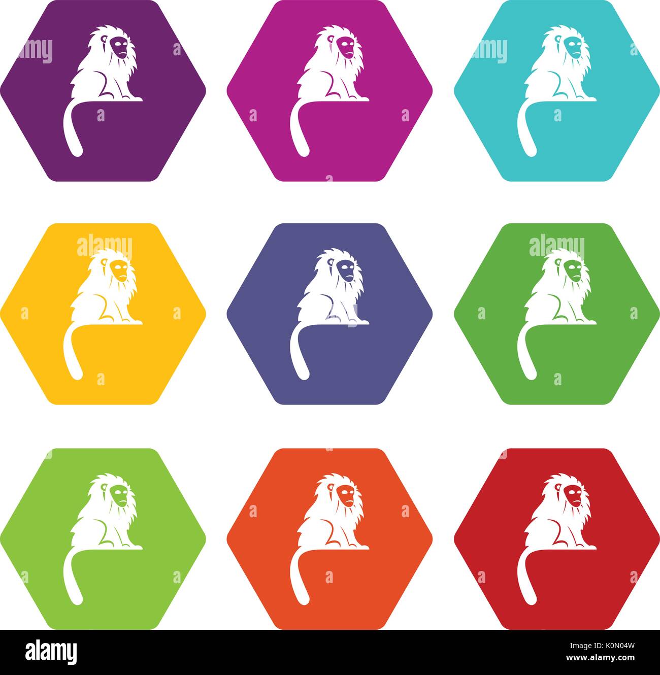 Hairy monkey icon set color hexahedron Stock Vector Image & Art - Alamy