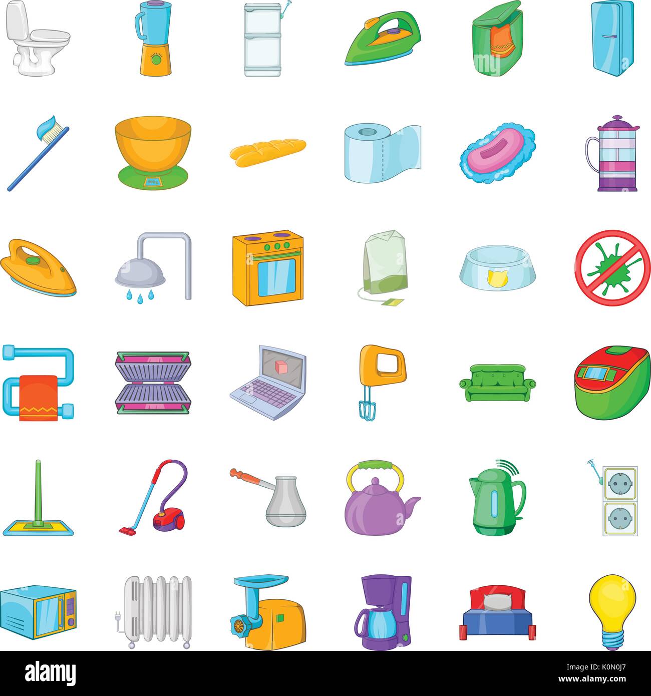 Flat icons set, cartoon style Stock Vector Image & Art - Alamy