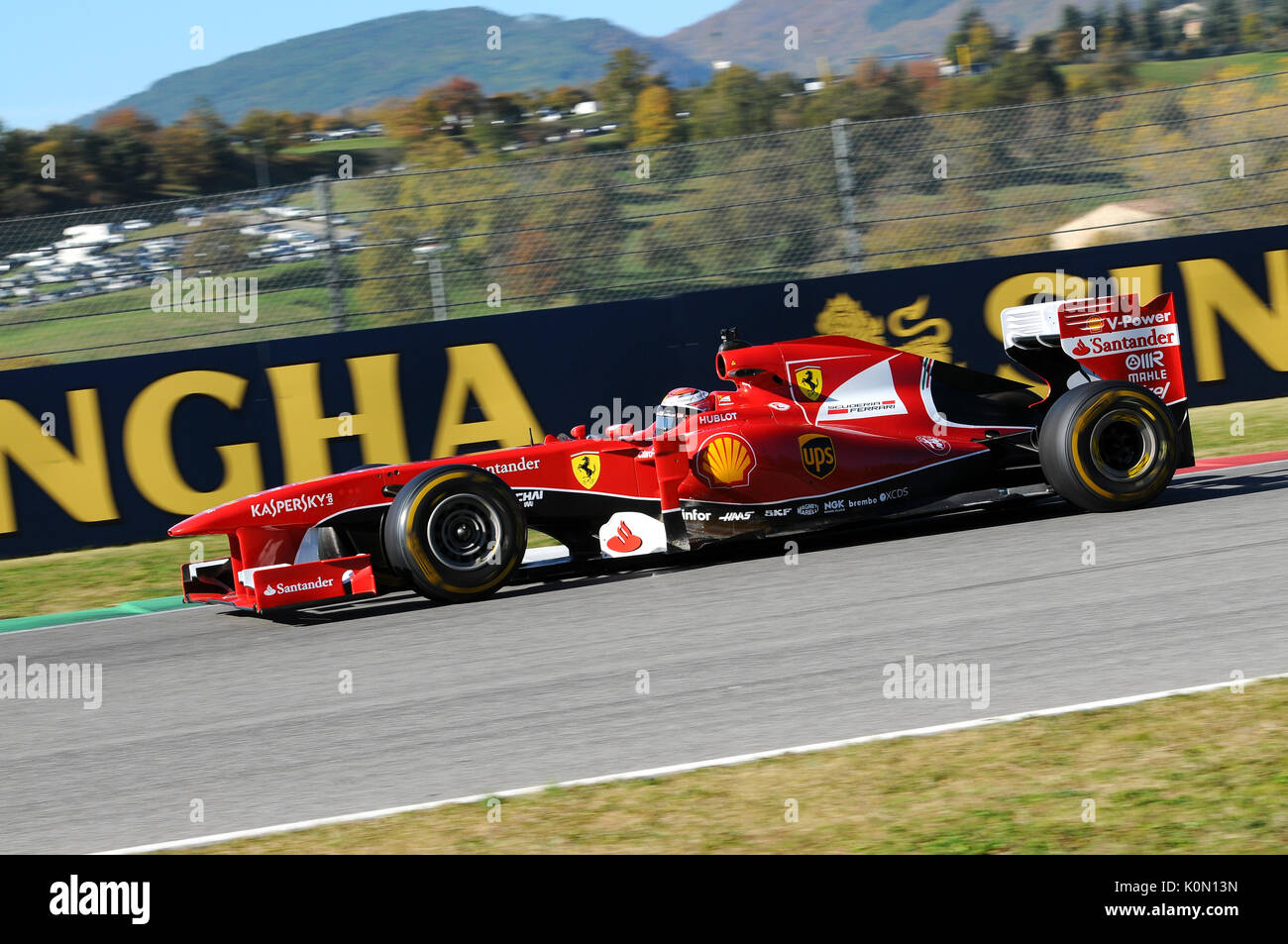 MUGELLO CIRCUIT, ITALY - OCT: Official Scuderia Ferrari F1 on Show session during FINALI MONDIALI FERRARI, 2015, in Mugello Circuit, Italy Stock Photo