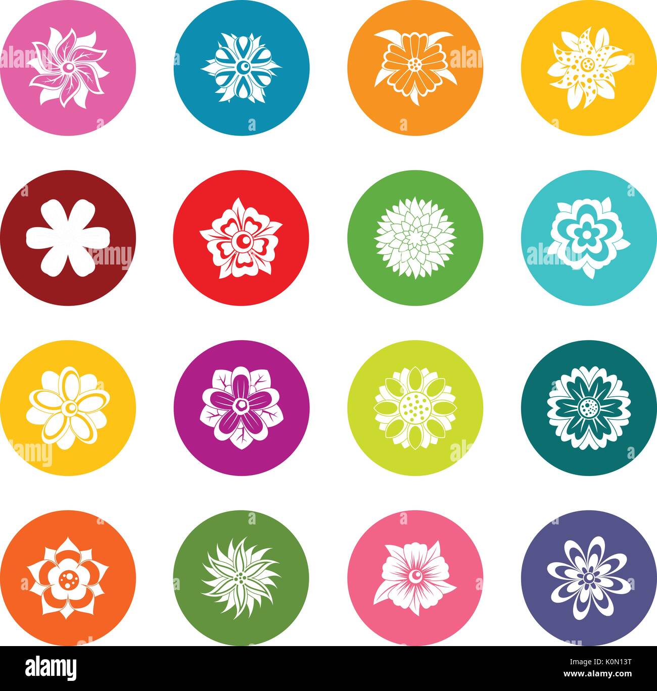 Different flowers icons many colors set Stock Vector Image & Art - Alamy