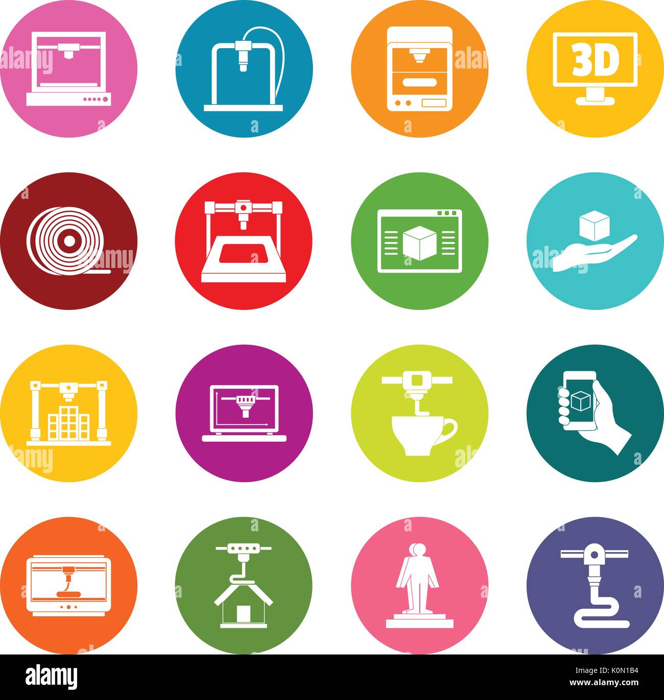 3D Printing icons many colors set Stock Vector Image & Art - Alamy