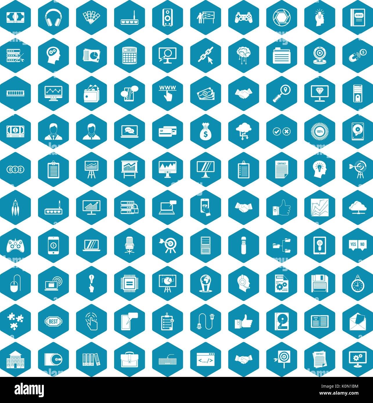 100 web development icons sapphirine violet Stock Vector