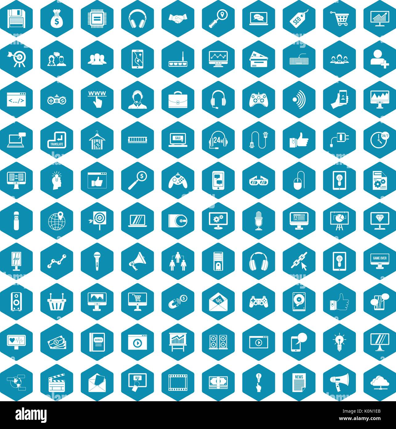 100 web and mobile icons sapphirine violet Stock Vector