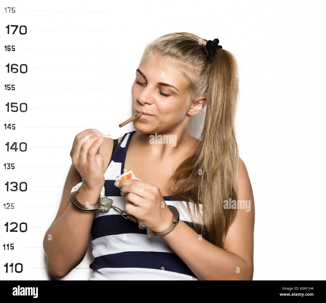 Young beautiful blonde woman with sigarette, Criminal Mug Shots Stock ...