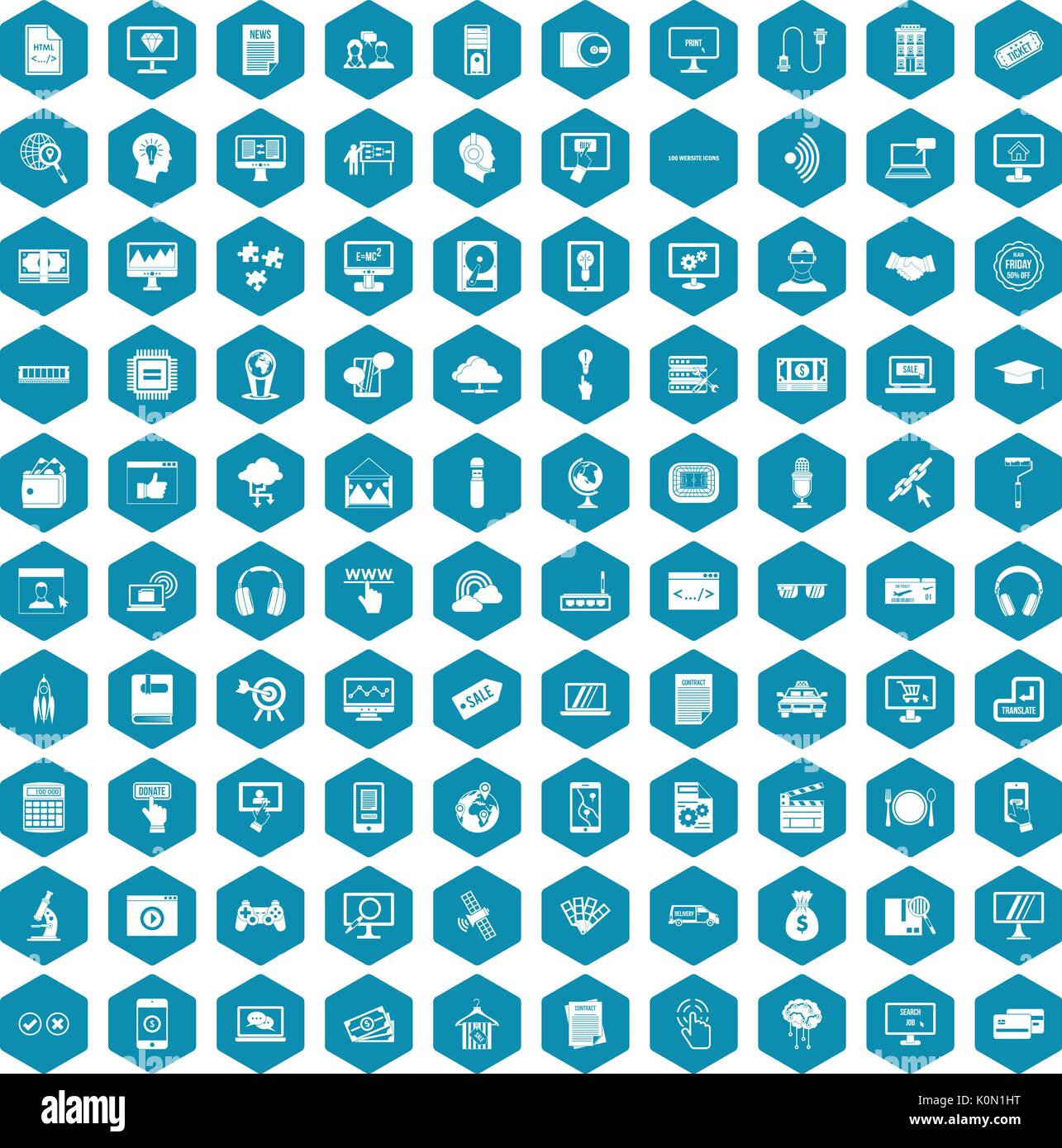 100 website icons sapphirine violet Stock Vector