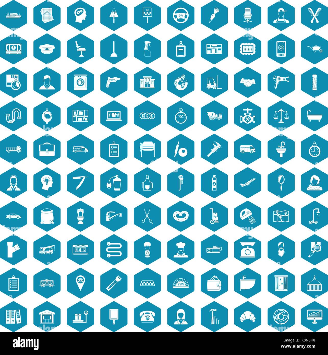 100 work icons sapphirine violet Stock Vector