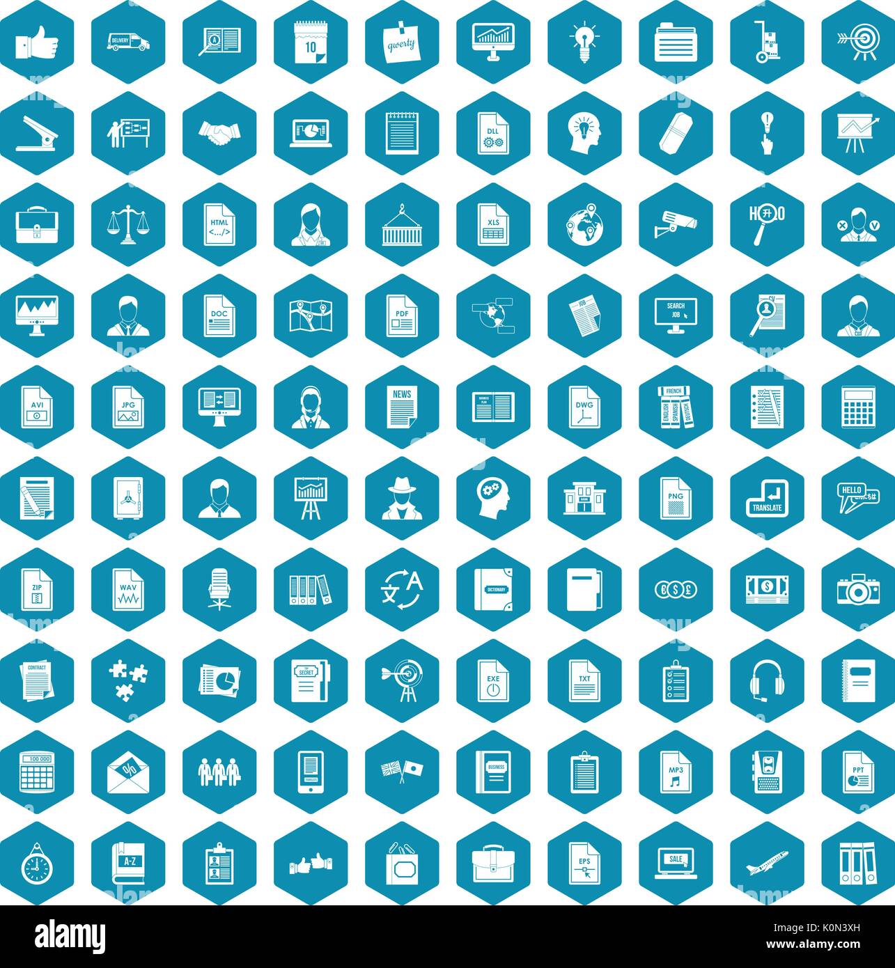 100 work paper icons sapphirine violet Stock Vector