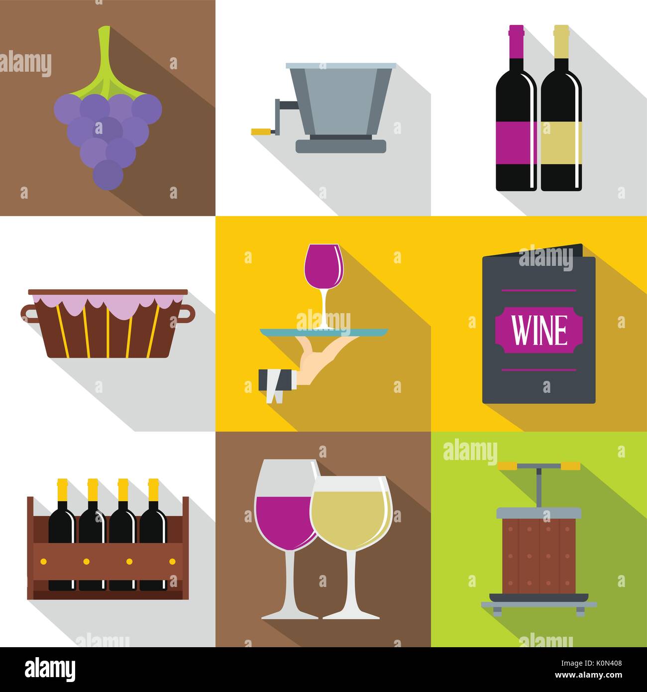 Wine things icons set, flat style Stock Vector Image & Art - Alamy