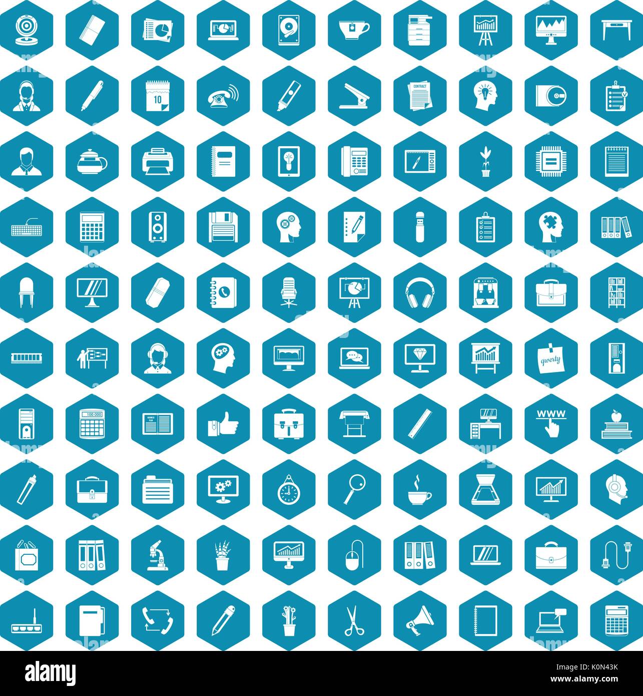 100 work space icons sapphirine violet Stock Vector