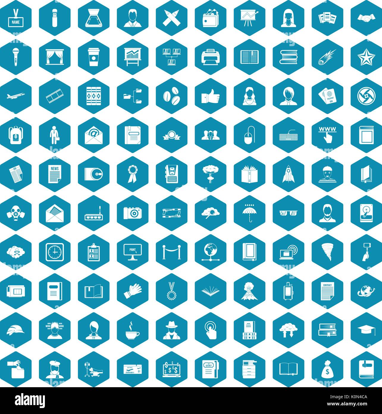 100 writer icons sapphirine violet Stock Vector