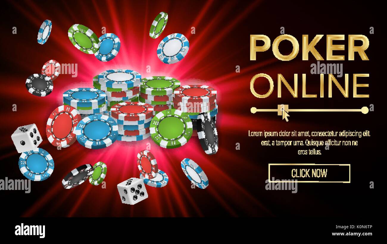 Online Poker Vector. Gambling Casino Banner Sign. Explosion Chips, Playing  Dice. Jackpot Casino Billboard, Signage, Marketing Luxury Banner, Poster  Illustration Stock Vector Image & Art - Alamy