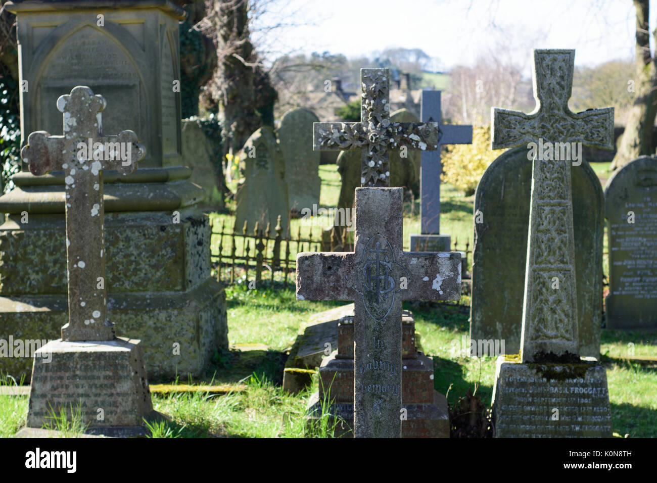 Eyam Village peak district derbyshire Stock Photo