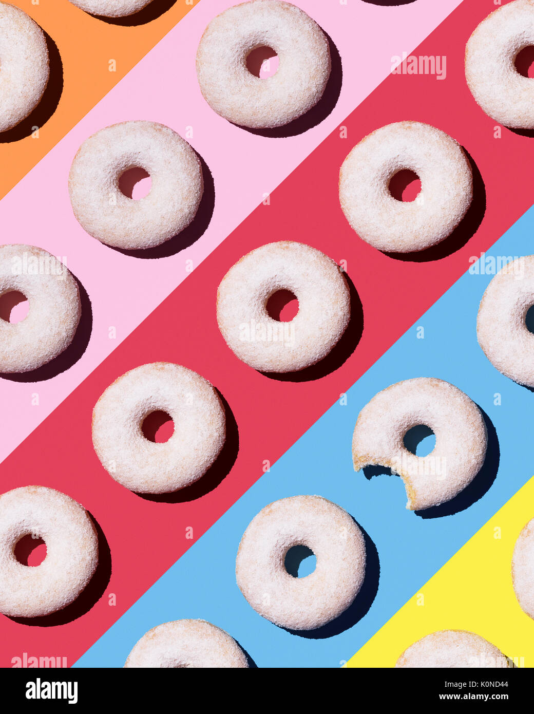 Doughnuts on colourful background Stock Photo