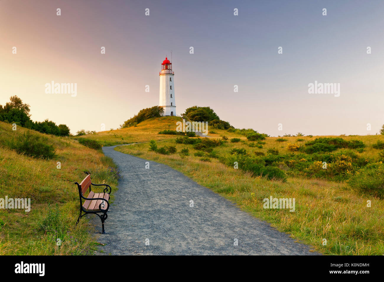 Germany, Hiddensee, Dornbusch lighthouse on the Schluckswiek at twilight Stock Photo