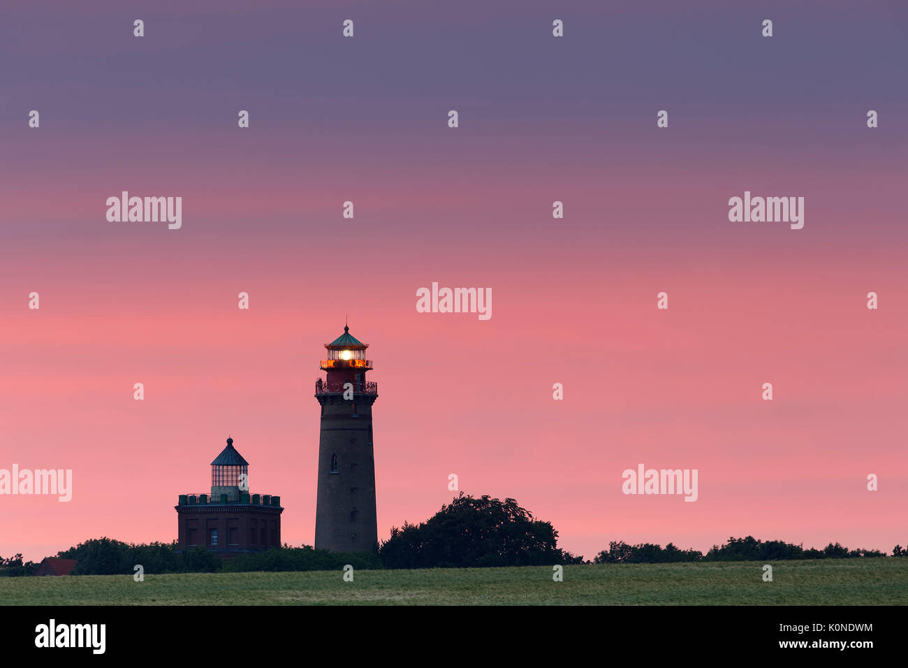 Germany, Mecklenburg-Western Pomerania, Rugen, Schinkel tower and the new lighthouse near Kap Arkona Stock Photo