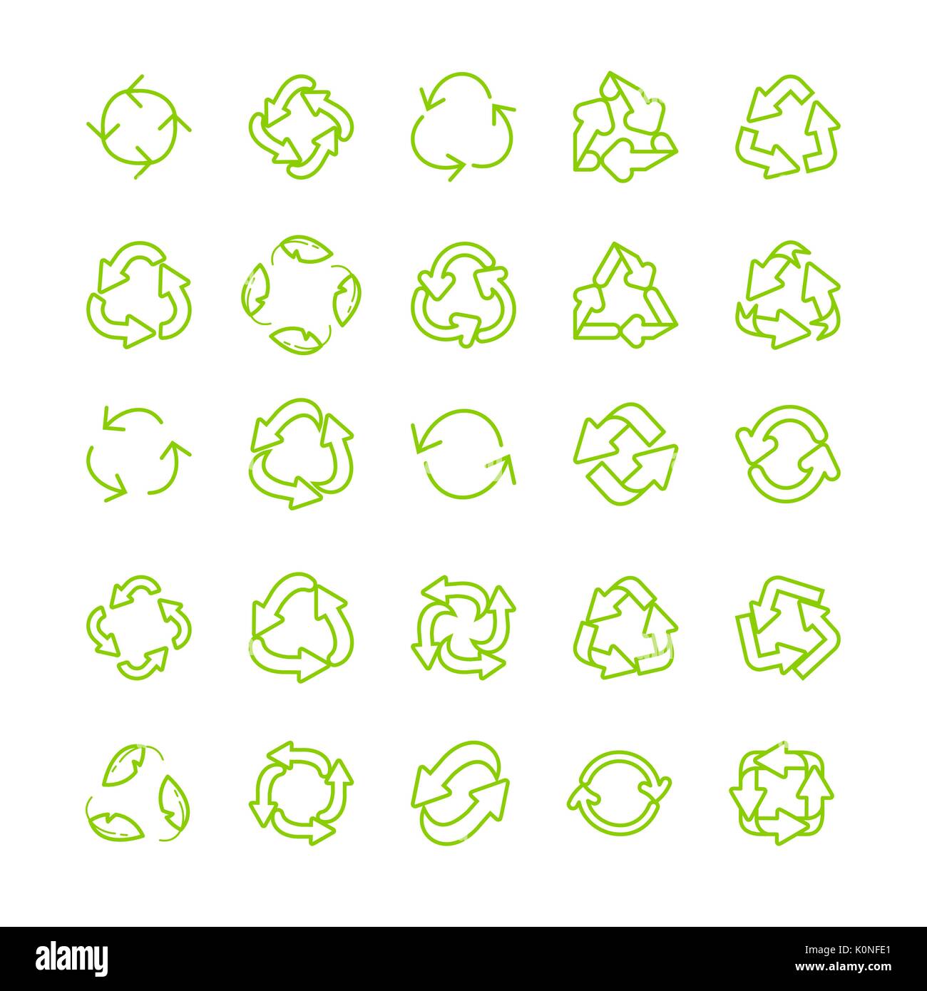 Recycling ecology thin line vector icon set Stock Vector Image & Art ...