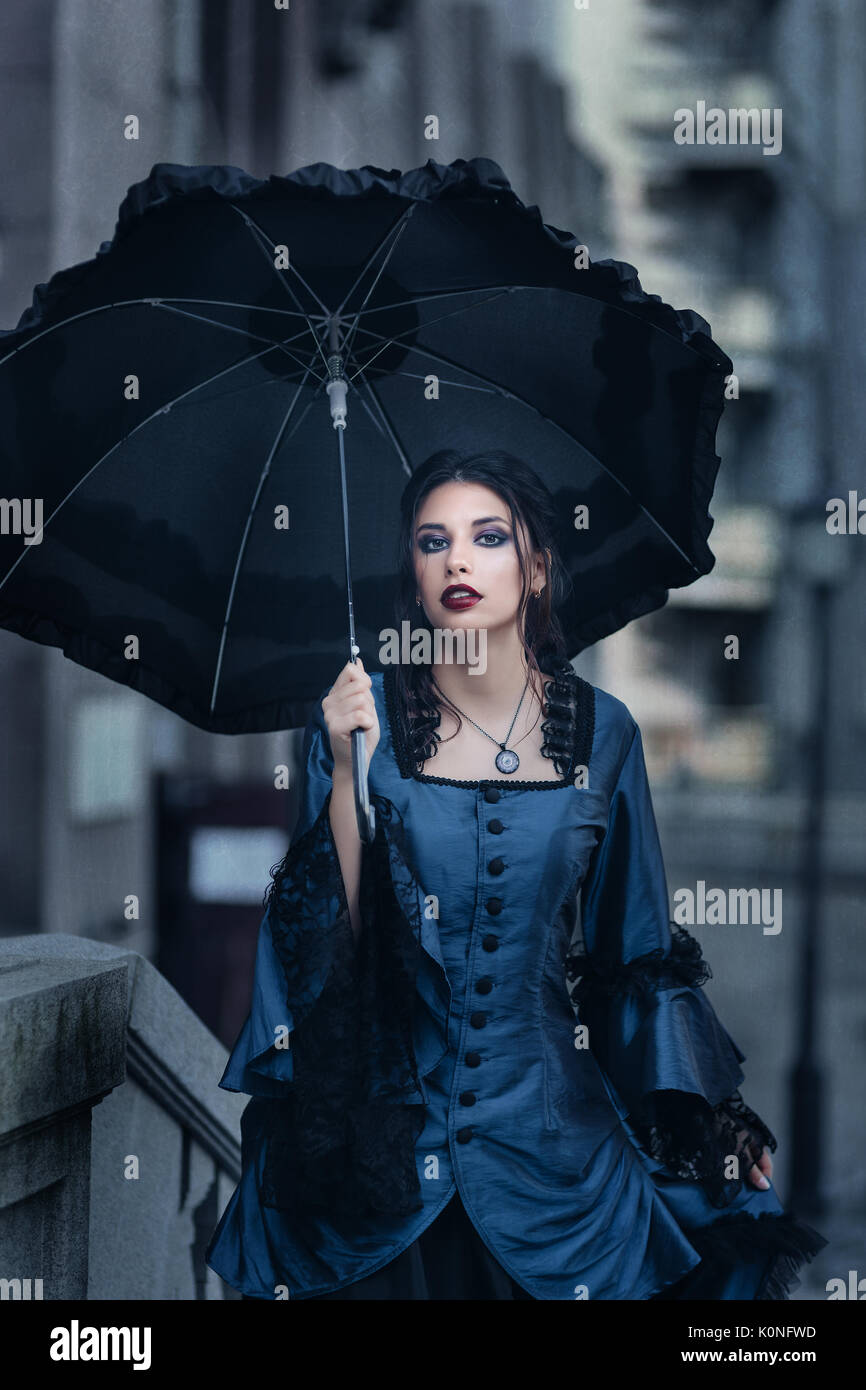 Romantic Gothic Girl Victorian Style Clothes Stock Photo 161654240