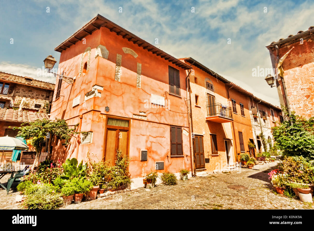 Glimpse of Medieval village of Ostia Antica - Rome , Italy Stock Photo ...