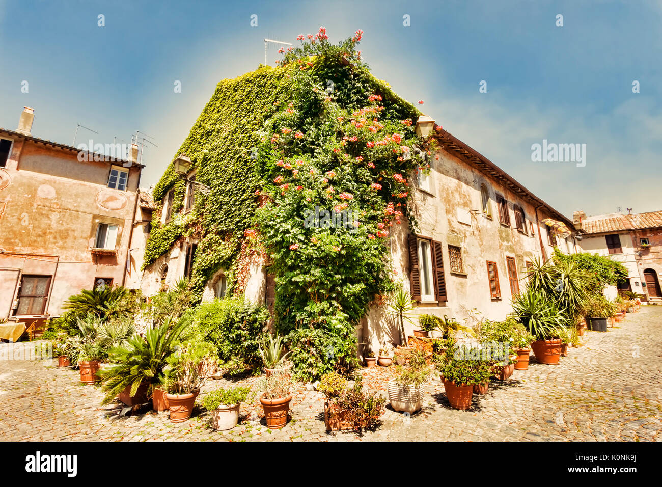 Glimpse of Medieval village of Ostia Antica - Rome , Italy Stock Photo ...
