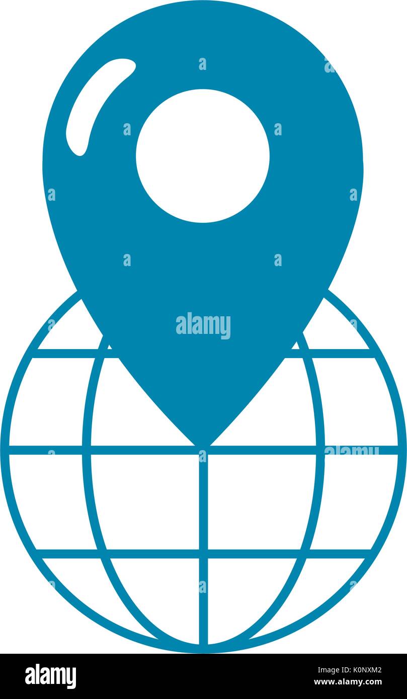 silhouette global earth planet with location symbol Stock Vector Image ...