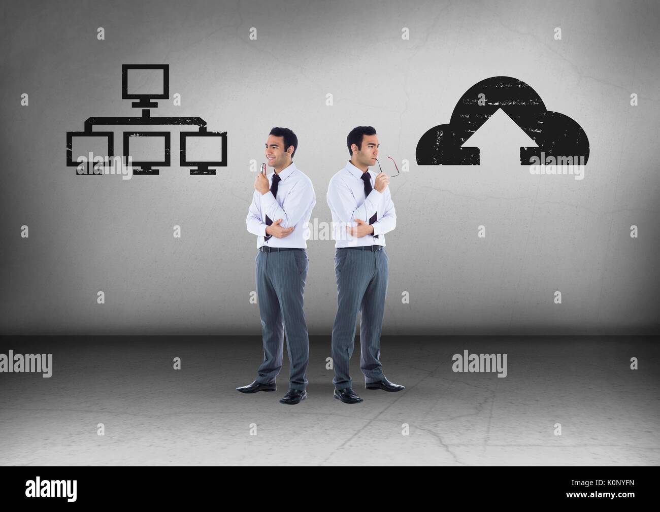 Digital composite of Computer server or cloud storage with Businessman ...