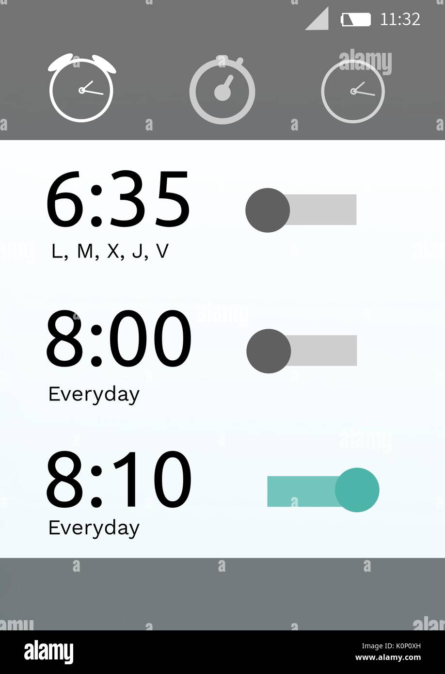 Digital composite of Alarm clock application interface Stock Photo - Alamy