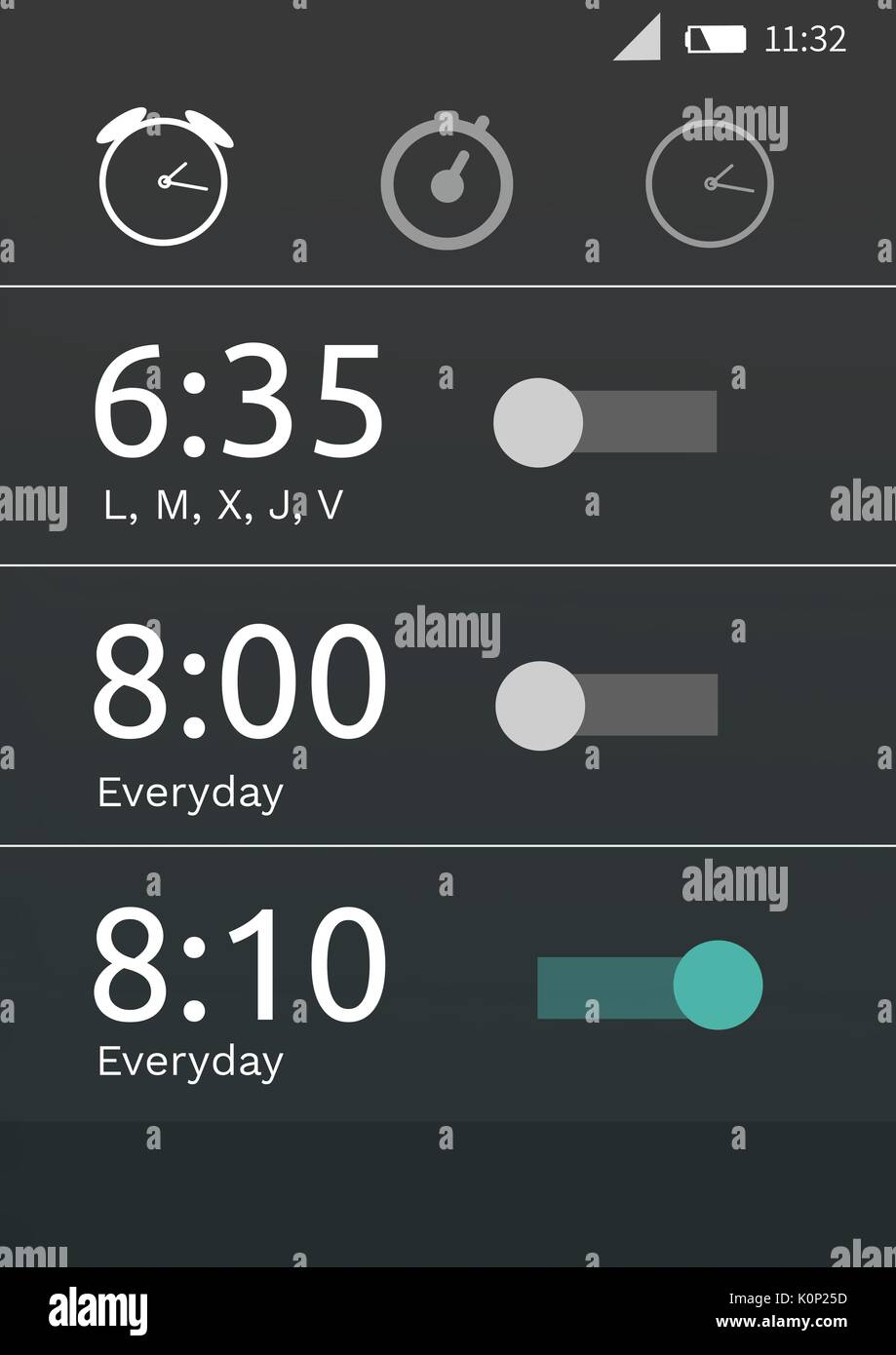 Digital composite of Alarm clock application interface Stock Photo - Alamy