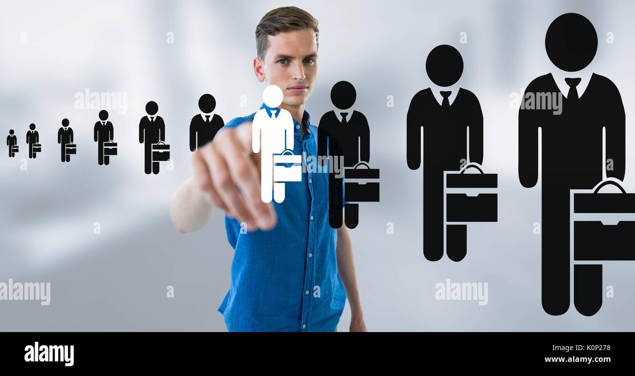 Digital composite of Businessman interacting and choosing a person from ...