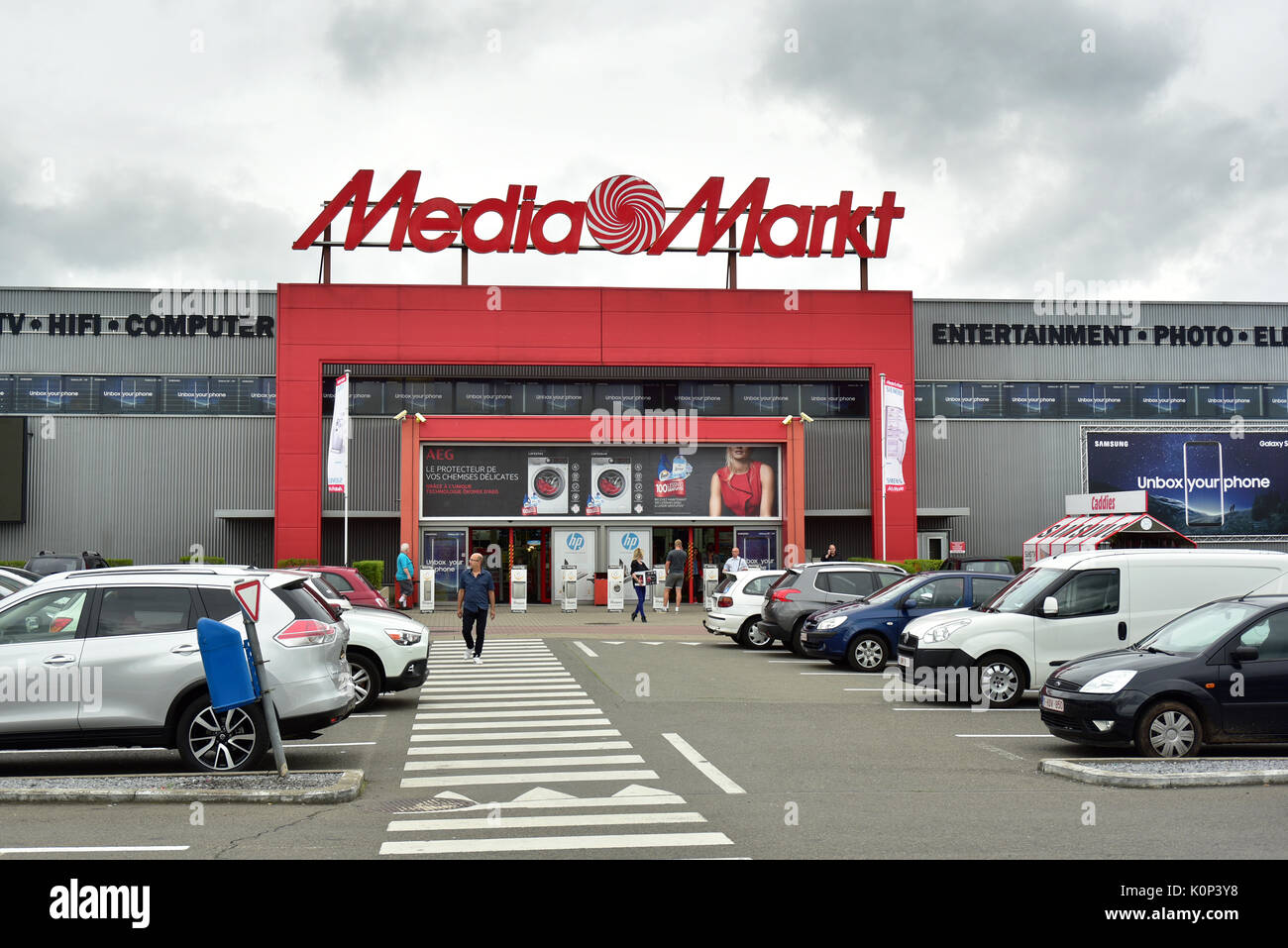 Media Markt store with logo on top Stock Photo