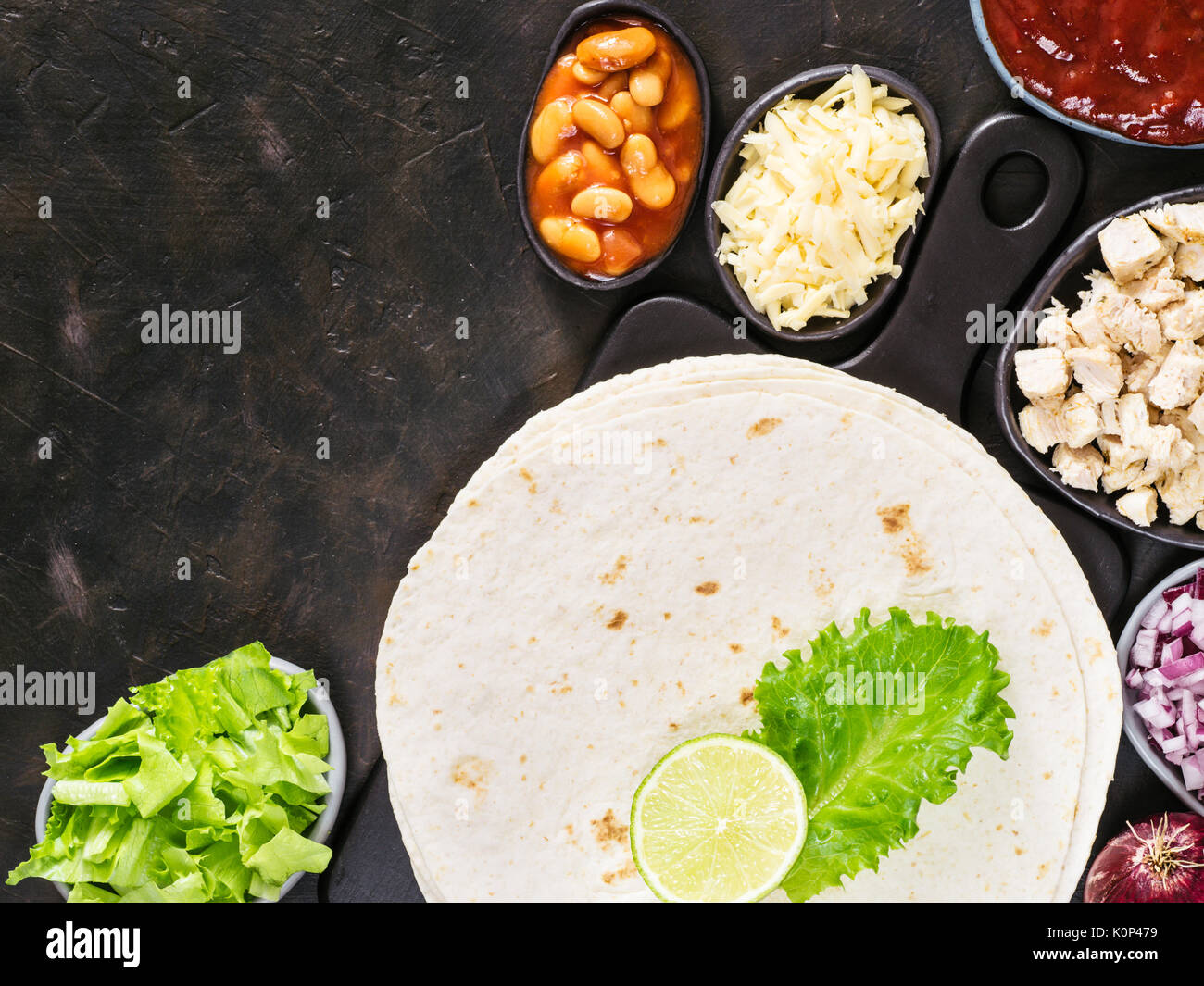 mexican tortilla with mix of ingredients Stock Photo Alamy