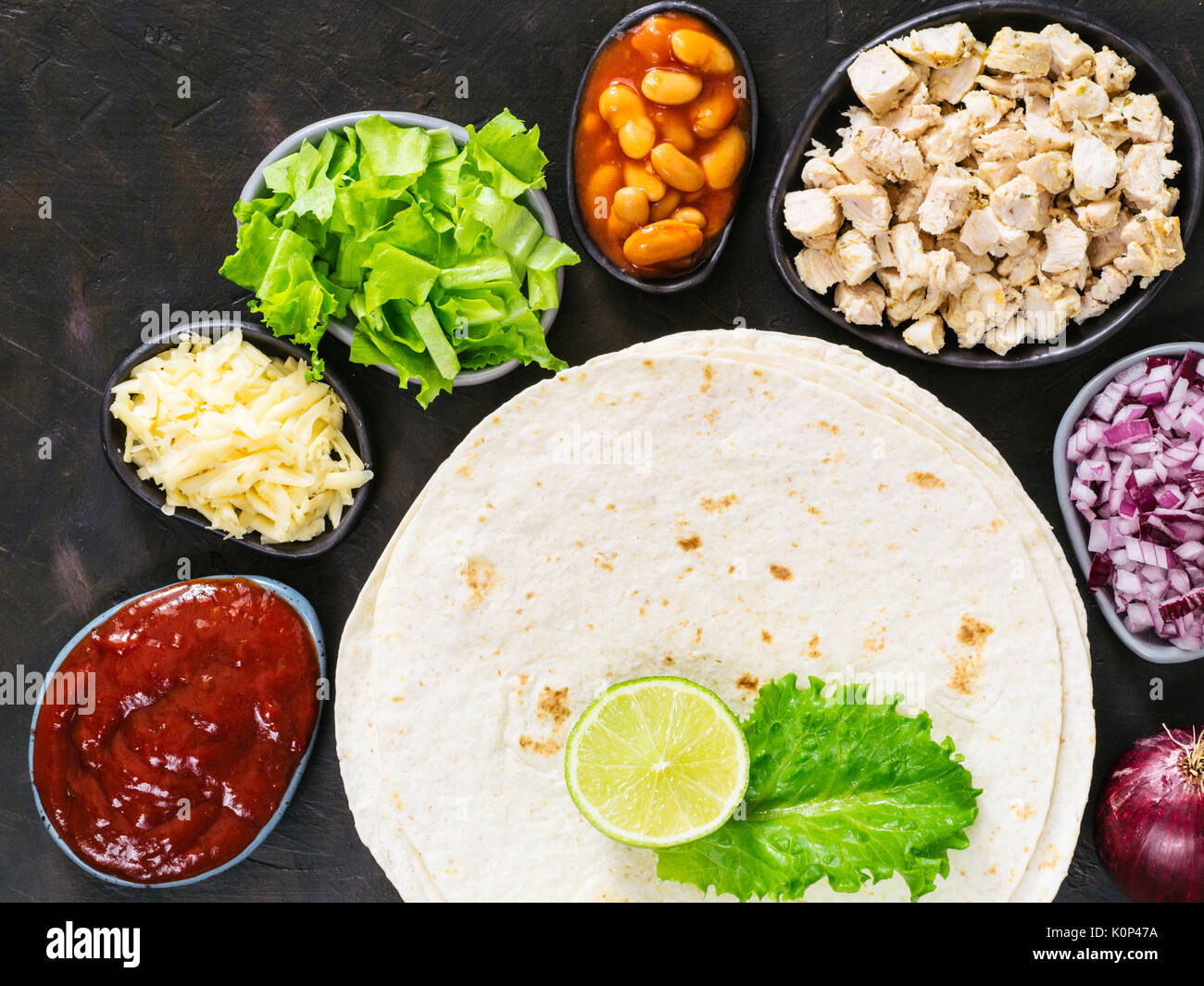 mexican tortilla with mix of ingredients Stock Photo Alamy