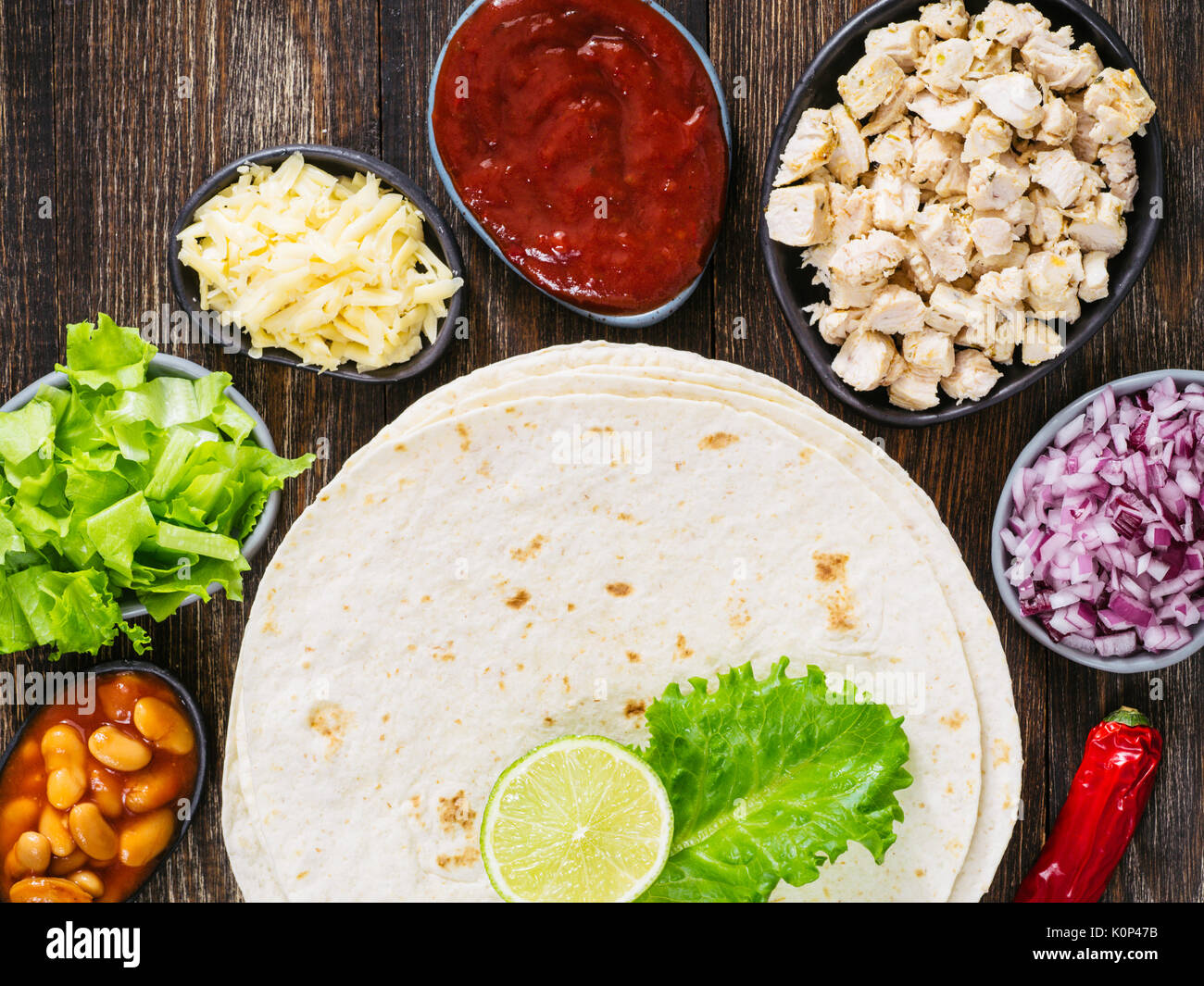 mexican tortilla with mix of ingredients Stock Photo Alamy