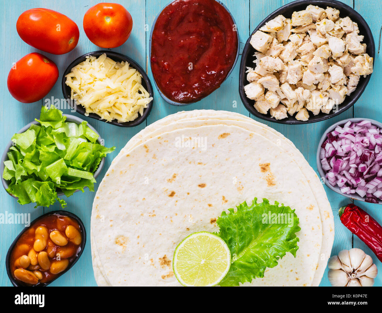 mexican tortilla with mix of ingredients Stock Photo Alamy