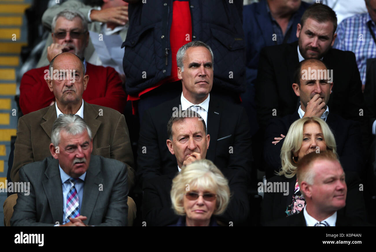 Swansea City Chief operating officer Chris Pearlman (top centre) sits ...