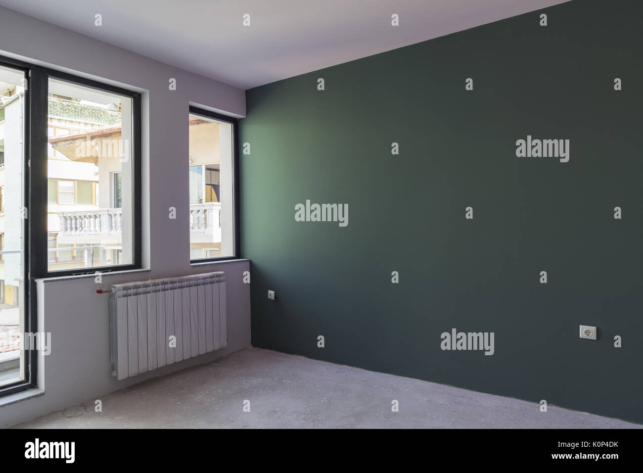 Unfinished Interior Of Apartment Under Construction With Gray
